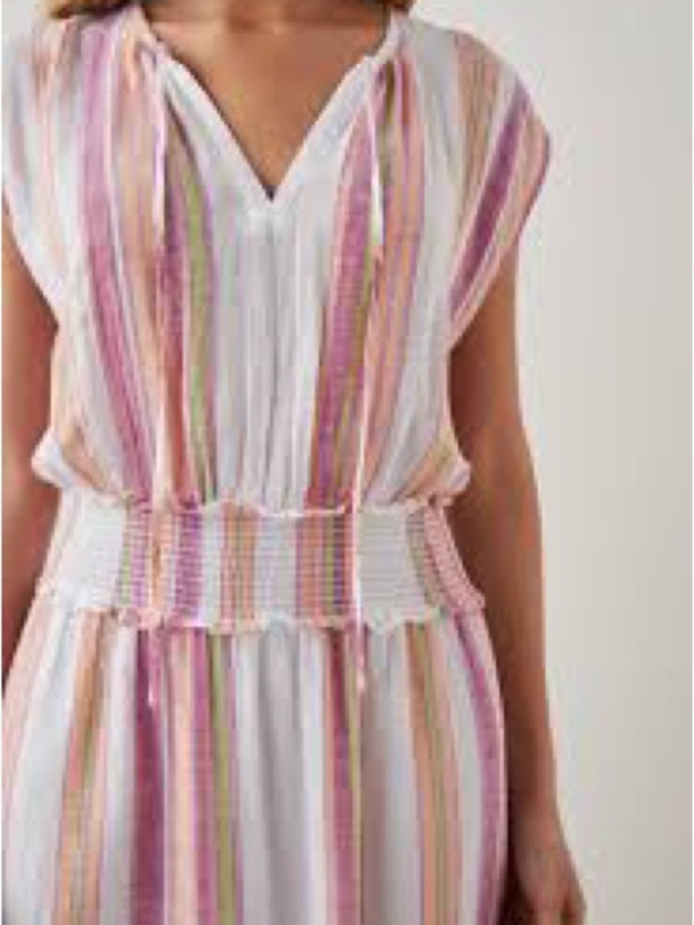 Rails Ashlyn Stripe Smocked Waist Linen Blend Dress